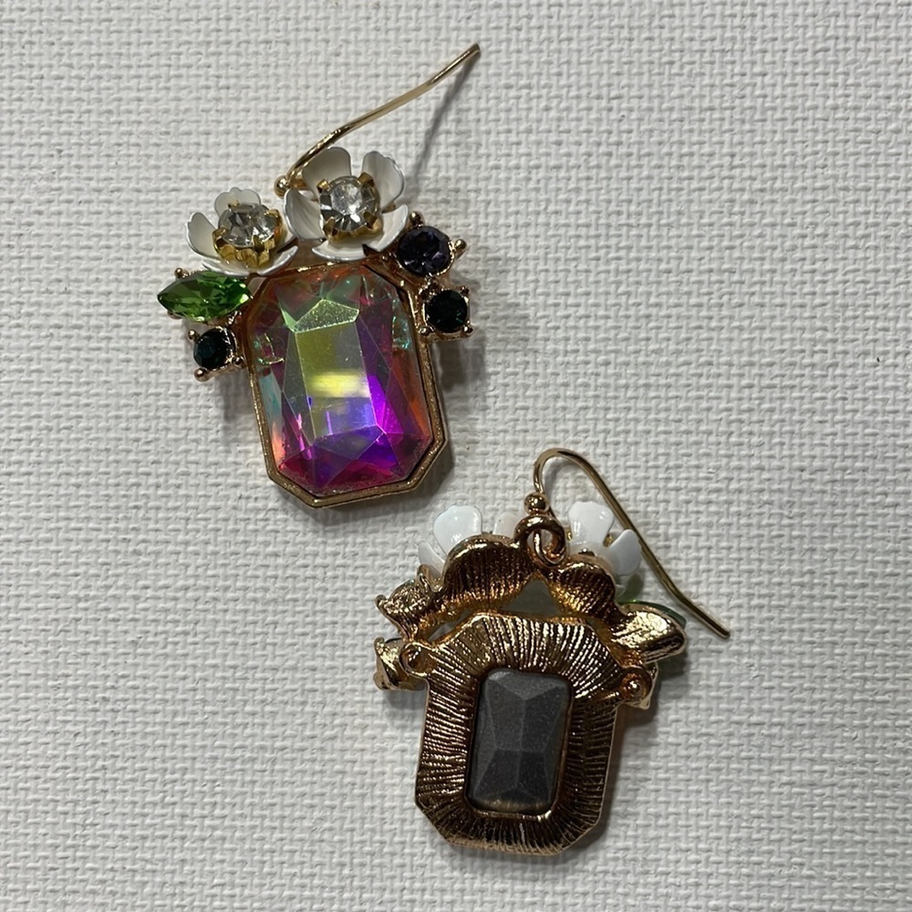 Betsy Johnson Cluster Stone Flower Drop Earrings - Picture 7 of 12